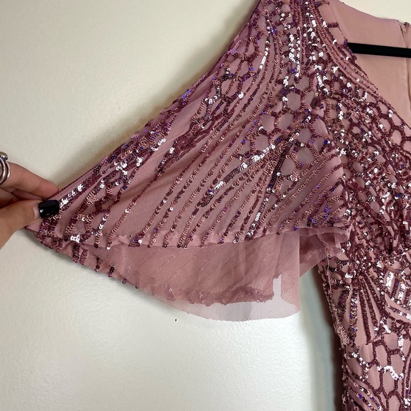 Night Way Sparkly Cocktail Evening Gown Dress Pink Size 10 - Picture 3 of 8
